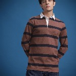 The Roadster Lifestyle Co. Men Striped Polo Collar Pure Cotton T-shirt