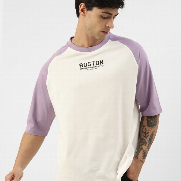 Maniac Raglan Sleeves Typography Printed Oversized T-shirt