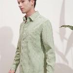 HIGHLANDER Men Textured Spread Collar Cotton Casual Shirt