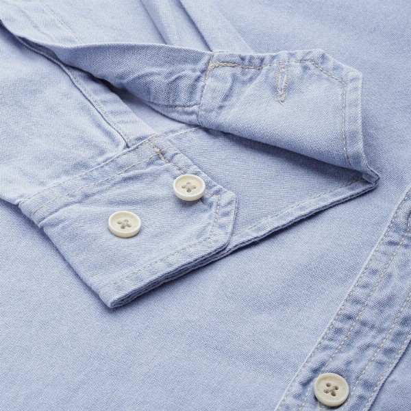 The Roadster Lifestyle Co Men Light Blue Solid Regular Fit Chambray Casual Shirt