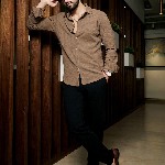 Campus Sutra Classic Self Design Spread Collar Casual Shirt
