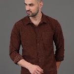 HERE&NOW Slim Fit Long Sleeves Spread Collar Casual Shirt