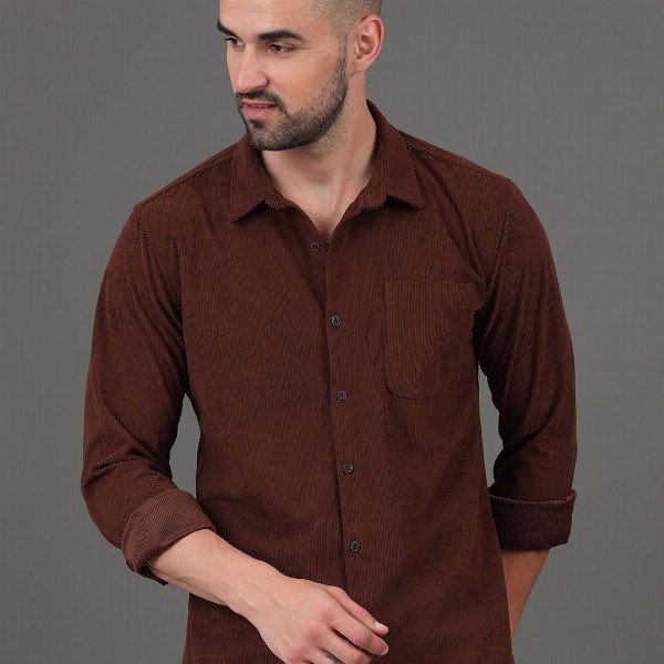 HERE&NOW Slim Fit Long Sleeves Spread Collar Casual Shirt