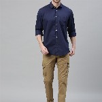 Louis Philippe Jeans Men Navy Blue Regular Fit Solid Casual Shirt