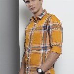 The Indian Garage Co Men Yellow Comfort Checked Regular Fit Casual Shirt