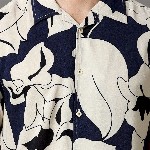 HERE&NOW Men Navy Blue & Off White Slim Fit Printed Casual Shirt