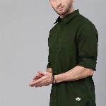 Roadster Men Olive Green Pure Cotton Casual Shirt