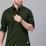 Roadster Men Olive Green Pure Cotton Casual Shirt
