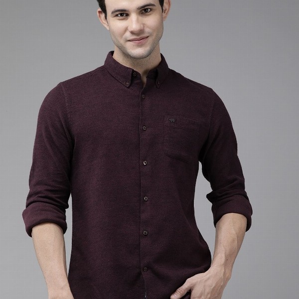 THE BEAR HOUSE Men Purple Slim Fit Casual Shirt