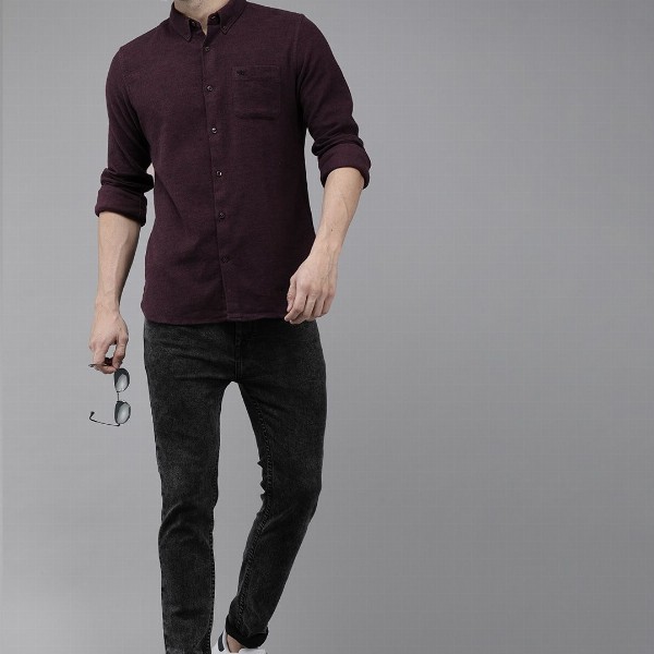 THE BEAR HOUSE Men Purple Slim Fit Casual Shirt