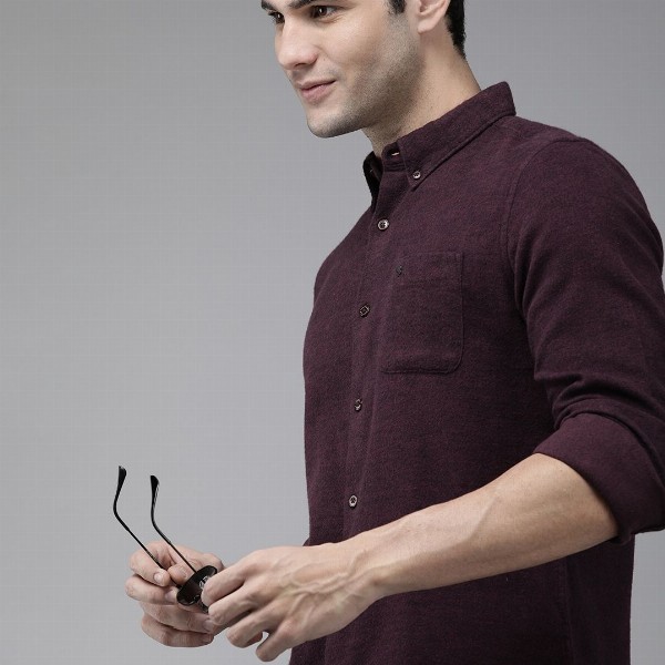 THE BEAR HOUSE Men Purple Slim Fit Casual Shirt