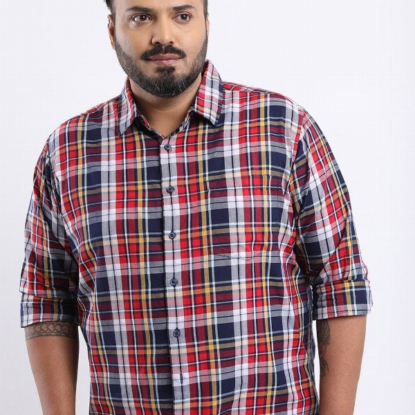 HIGHLANDER Men Plus Size Regular Fit Tartan Checks Casual Shirt
