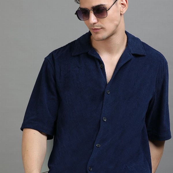 HERE&NOW Oversized Ribbed Corduroy Casual Shirt