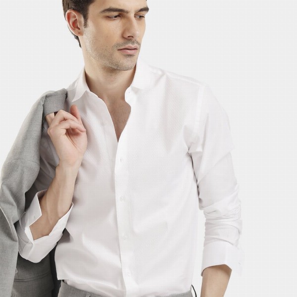 The Collection Classic Slim Fit Geometric Printed Spread Collar Shirt