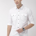 HIGHLANDER Men White Slim Fit Solid Casual Shirt