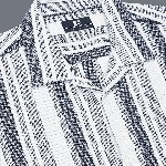 HERE&NOW White Slim Fit Vertical Striped Cuban Collar Cotton Casual Shirt