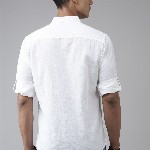 Roadster Men White Opaque Cotton Linen Casual Shirt