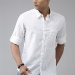 Roadster Men White Opaque Cotton Linen Casual Shirt