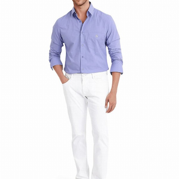 RARE RABBIT Men Comfort Spread Collar Solid Cotton Casual Shirt