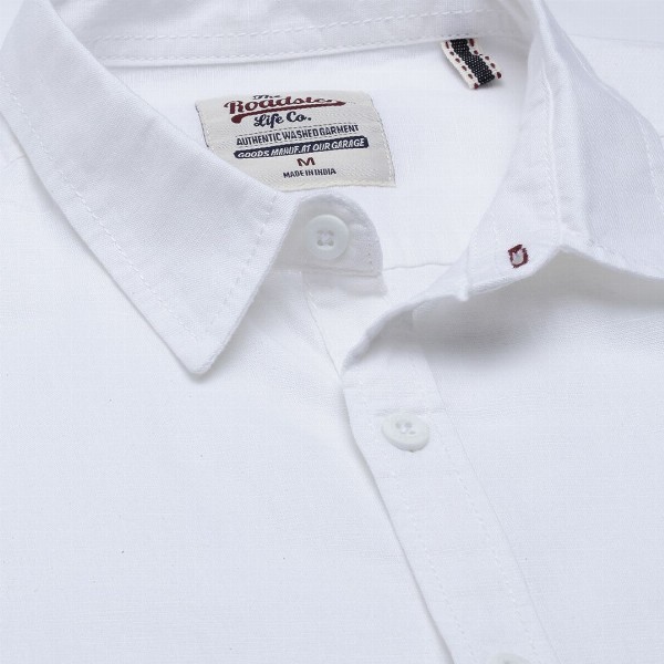 Roadster Men White Opaque Cotton Linen Casual Shirt