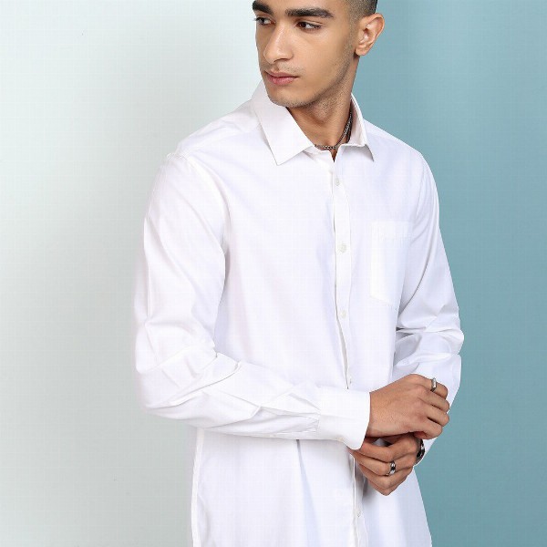 HIGHLANDER Regular Fit Button Down Collar Full Sleeve Satin Shirt