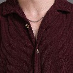 HERE&NOW Self Design Corduroy Weave Oversized Casual Shirt