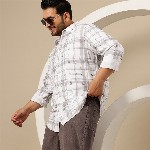 Sztori Plus Size Cotton Checked Casual Shirt