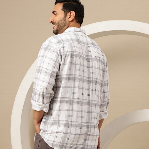 Sztori Plus Size Cotton Checked Casual Shirt