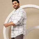 Sztori Plus Size Cotton Checked Casual Shirt