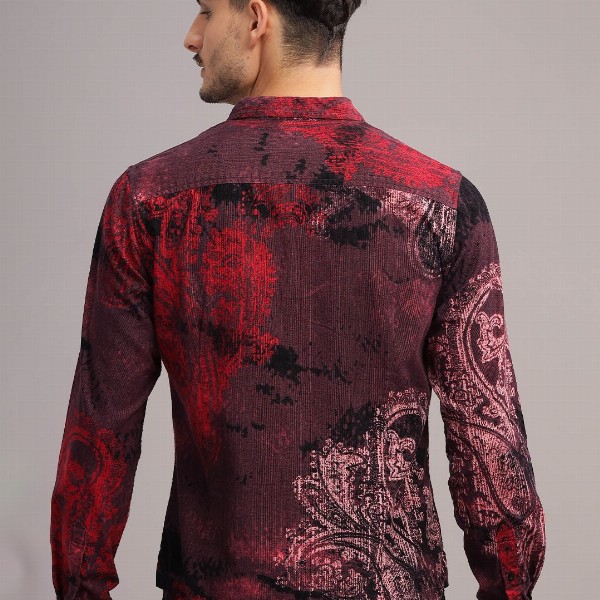 HERE&NOW Slim Fit Abstract Printed Cotton Casual Shirt