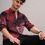HERE&NOW Slim Fit Abstract Printed Cotton Casual Shirt
