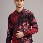 HERE&NOW Slim Fit Abstract Printed Cotton Casual Shirt