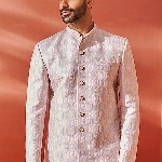 VASTRAMAY Embroidered Slim Fit Jacquard Bandhgala Blazers