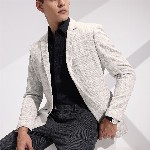 INVICTUS Slim Fit Checked Notched Lapel Single Breasted Blazer