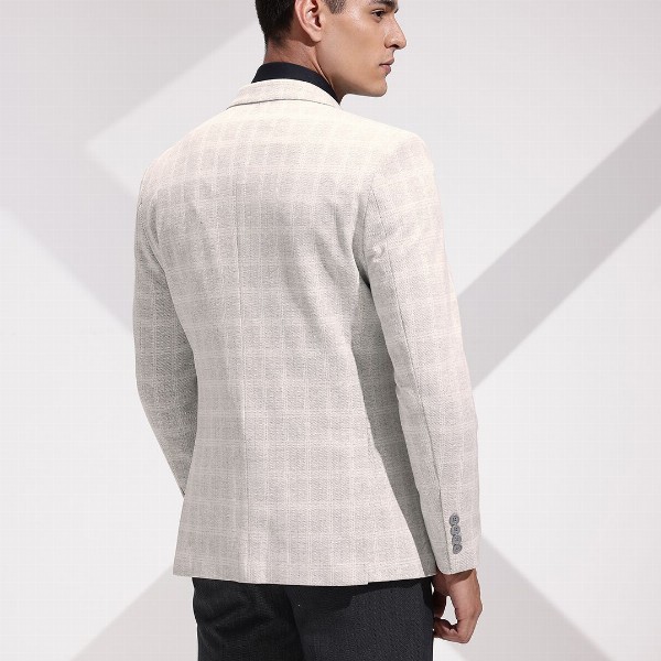 INVICTUS Slim Fit Checked Notched Lapel Single Breasted Blazer