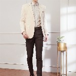 Turtle Striped Notched Lapel Single Breasted Formal Blazer