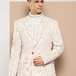 INVICTUS Checked Peaked Lapel Double-Breasted Slim Fit Blazer