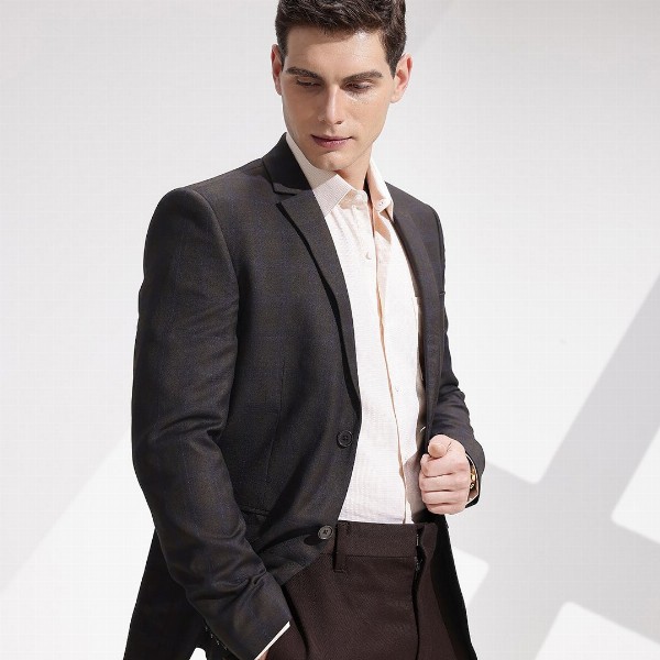 INVICTUS Checked Slim Fit Single-Breasted Smart Casual Blazer
