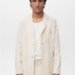 MANGO MAN Notched Lapel Collar Single-Breasted Blazers with Back Slit