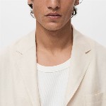 MANGO MAN Notched Lapel Collar Single-Breasted Blazers with Back Slit