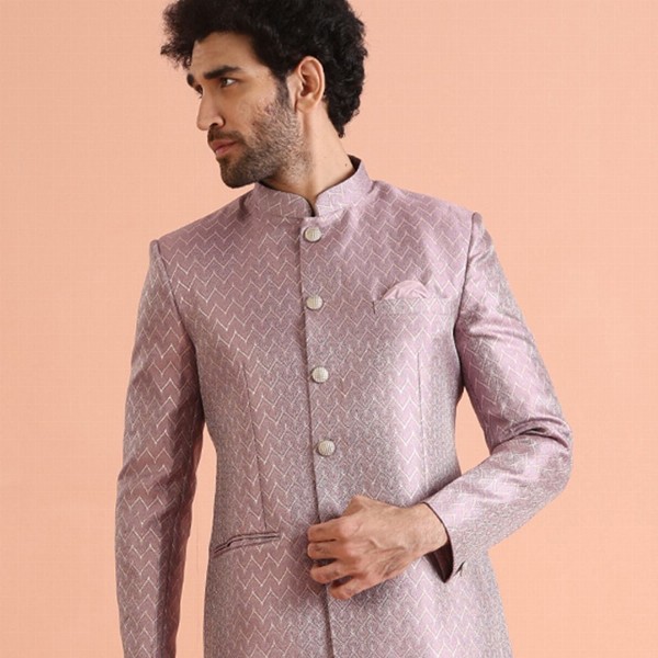 KISAH Men Self Design Jodhpuri Slim Fit Bandhgala Blazer
