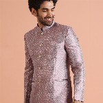KISAH Men Self Design Jodhpuri Slim Fit Bandhgala Blazer