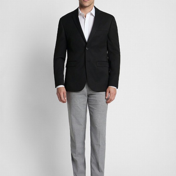 Peter England Men Black Solid Slim-Fit Single-Breasted Blazer