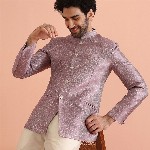 KISAH Men Self Design Jodhpuri Slim Fit Bandhgala Blazer