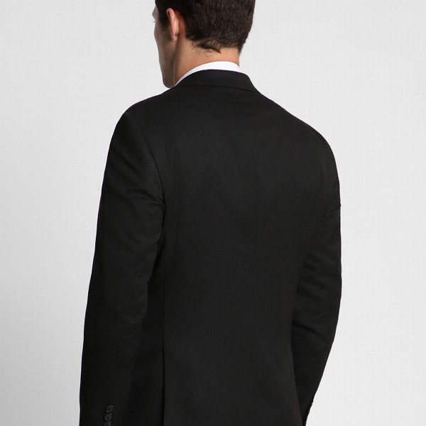 Peter England Men Black Solid Slim-Fit Single-Breasted Blazer