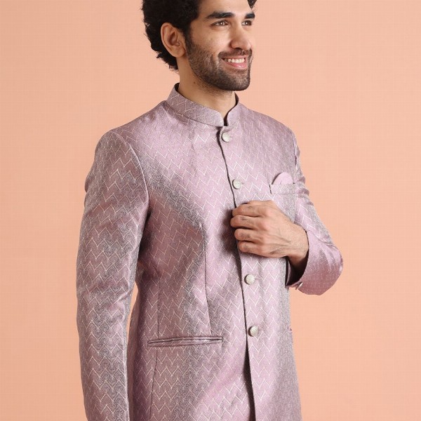 KISAH Men Self Design Jodhpuri Slim Fit Bandhgala Blazer