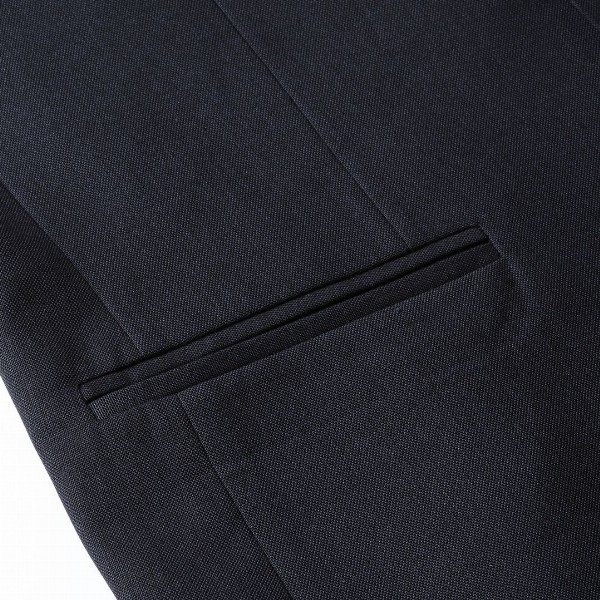 MANQ Men Navy Blue Slim Fit Solid Single Breasted Formal Blazer