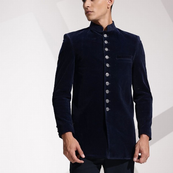 INVICTUS Mandarin Collar Slim Fit Party Bandhgala Blazers