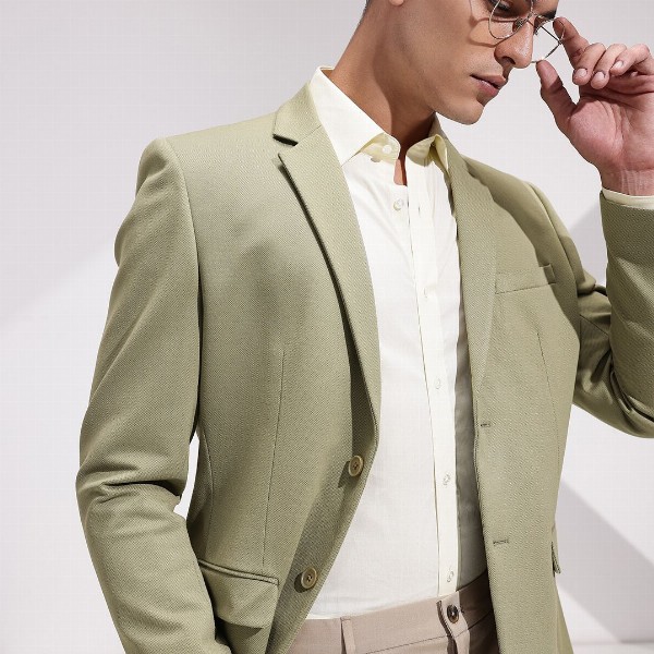 INVICTUS Slim Fit Self-Design Semiformal Blazers