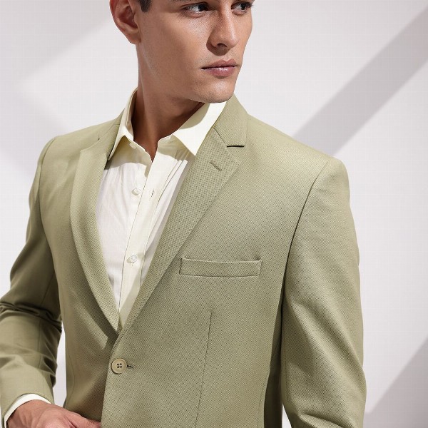 INVICTUS Slim Fit Self-Design Semiformal Blazers